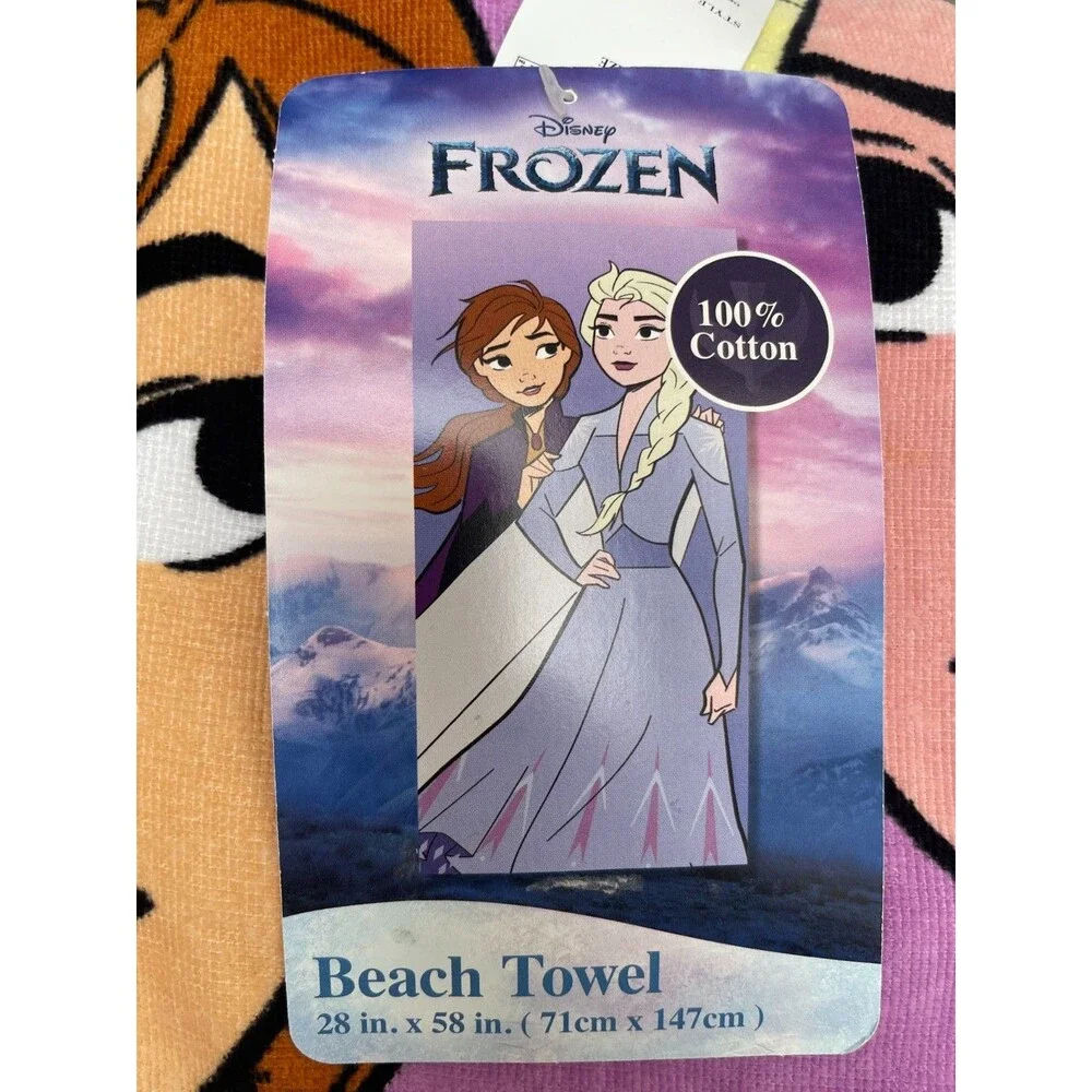 2 Pack Disney Pricess Kids 100% Cotton Beach Towel 58''x28''